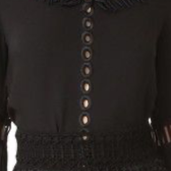 Jonathan Simkhai Pin Tuck Silk Blouse ($305 Keyhole Size S Whimsical Boho Witchy - Picture 2 of 4